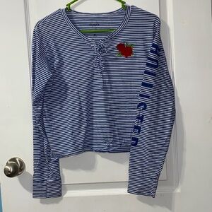Hollister Red Roses Striped Long Sleeve